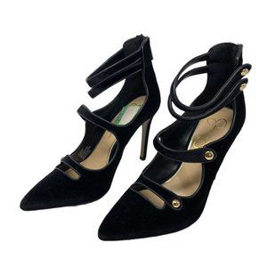 Womens Jessica Simpson Black Velvet High Heels Size 8.5 Pomen